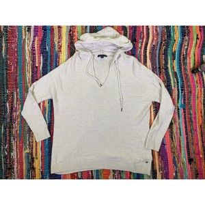 American eagle Knit Ivory White hoodie sweater Vneck size S Small Long Sleeve
